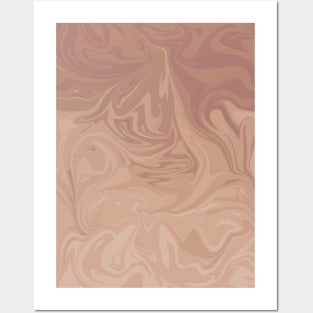 ABSTRACT LIQUIFY EFFECT SOFT BROWN AESTHETIC COLOR Posters and Art